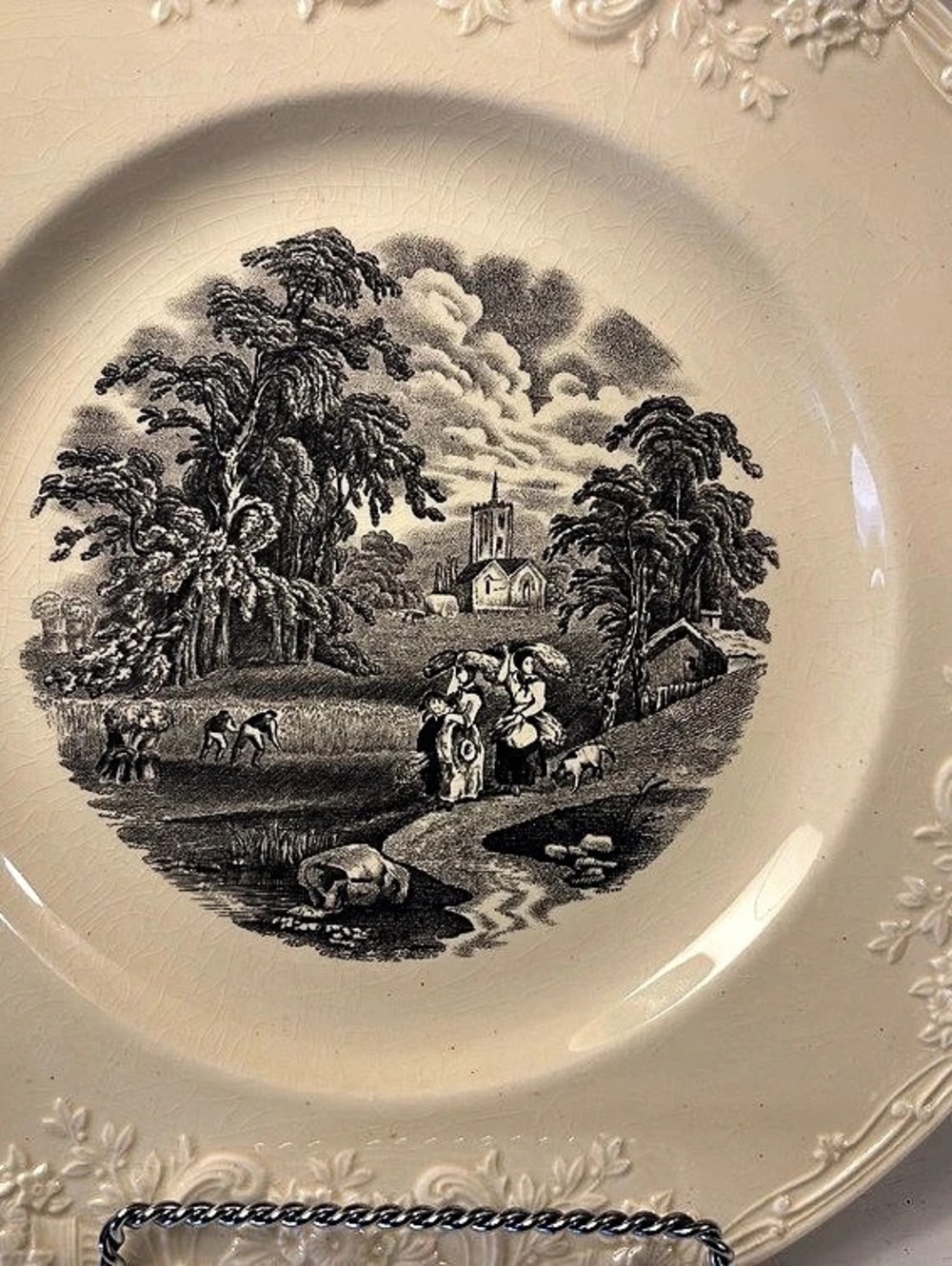 Marlborough Transferware pastoral scene plate~  Dinner Plate ~ Display